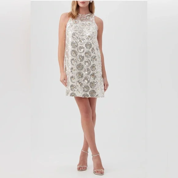 NWT Trina Turk Johana Dress Silver and Gold Sequin size xs - Picture 3 of 9